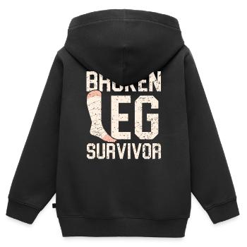 Réadaptation de récupération de blessure d’un survivant de jambe cassée - Sweat Premium à capuche zippé enfant bio - noir - Dos - AI Model Kid Male (0cm)