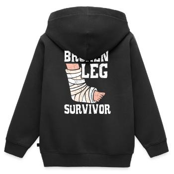 Réadaptation de récupération de blessure d’un survivant de jambe cassée - Sweat Premium à capuche zippé enfant bio - noir - Dos - AI Model Kid Male (0cm)