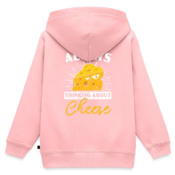 Pensez toujours au fromage Cheesy Cheese Foodie - Sweat Premium à capuche zippé enfant bio - rose - Dos - AI Model Kid Female (0cm)