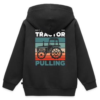 Ich würde lieber einen Traktor ziehen Bauernhof Ba - Kinder Premium Organic Zip Hoodie - Schwarz - Hinten - AI Model Kid Male (0cm)