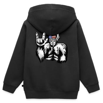 Bigfoot Independence Day Amérique États-Unis - Sweat Premium à capuche zippé enfant bio - noir - Dos - AI Model Kid Male (0cm)
