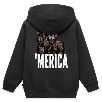 Bigfoot Independence Day Amérique États-Unis - Sweat Premium à capuche zippé enfant bio - noir - Dos - AI Model Kid Male (0cm)