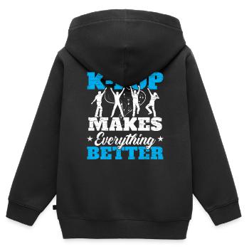 K-Pop macht alles besser Koreanische Popmusik - Kinder Premium Organic Zip Hoodie - Schwarz - Hinten - AI Model Kid Male (0cm)