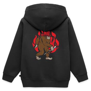 Pompier pompier pompier pompier pompier - Sweat Premium à capuche zippé enfant bio - noir - Dos - AI Model Kid Male (0cm)