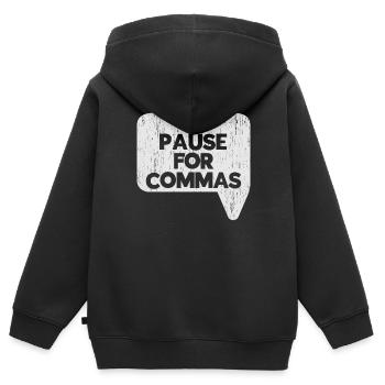 Je fais une pause pour la police de grammaire des virgules - Sweat Premium à capuche zippé enfant bio - noir - Dos - AI Model Kid Male (0cm)