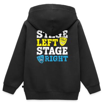 Scène gauche Scène droite Théâtre Acteur Broa - Sweat Premium à capuche zippé enfant bio - noir - Dos - AI Model Kid Male (0cm)