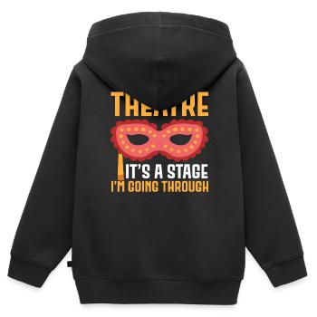 Theater Es ist eine Bühne, durch die ich gehe Broa - Kinder Premium Organic Zip Hoodie - Schwarz - Hinten - AI Model Kid Male (0cm)