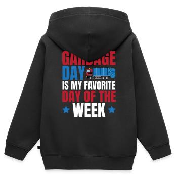 Mülltag ist mein Lieblingstag in der Woche - Kinder Premium Organic Zip Hoodie - Schwarz - Hinten - AI Model Kid Male (0cm)