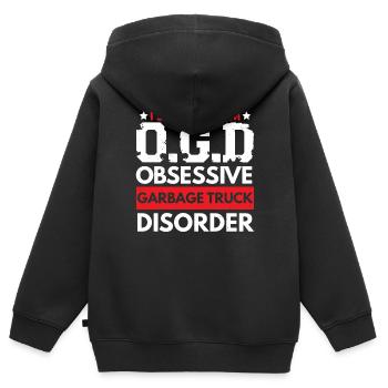 Garbage Truck Trash Collector Recycling Abfälle - Kinder Premium Organic Zip Hoodie - Schwarz - Hinten - AI Model Kid Male (0cm)