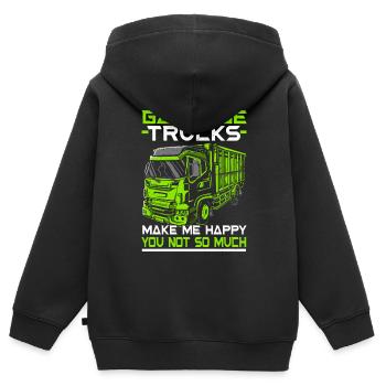 Garbage Truck Trash Collector Recycling Abfall - Kinder Premium Organic Zip Hoodie - Schwarz - Hinten - AI Model Kid Male (0cm)