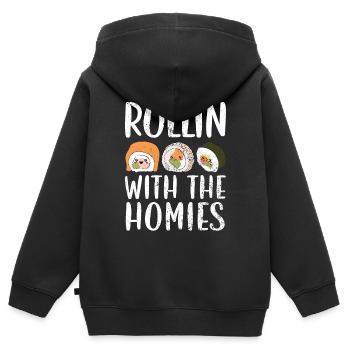 Rollin' With The Homies Food Lover Sushi japonais - Sweat Premium à capuche zippé enfant bio - noir - Dos - AI Model Kid Male (0cm)