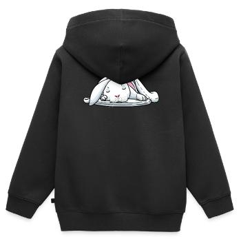 Lapin blanc Lapin endormi Fatigué - Sweat Premium à capuche zippé enfant bio - noir - Dos - AI Model Kid Male (0cm)