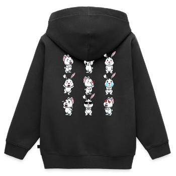 Lapin Blanc Emoticons Lapin - Sweat Premium à capuche zippé enfant bio - noir - Dos - AI Model Kid Male (0cm)