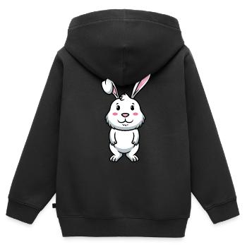 Lapin Blanc Emoticons Lapin - Sweat Premium à capuche zippé enfant bio - noir - Dos - AI Model Kid Male (0cm)