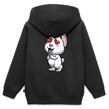 Lapin Blanc Emoticons Lapin - Sweat Premium à capuche zippé enfant bio - noir - Dos - AI Model Kid Male (0cm)