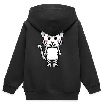 Weißer Tiger Emoticon Bengalischer Tiger - Kinder Premium Organic Zip Hoodie - Schwarz - Hinten - AI Model Kid Male (0cm)