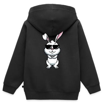 Lapin Blanc Emoticons Lapin - Sweat Premium à capuche zippé enfant bio - noir - Dos - AI Model Kid Male (0cm)