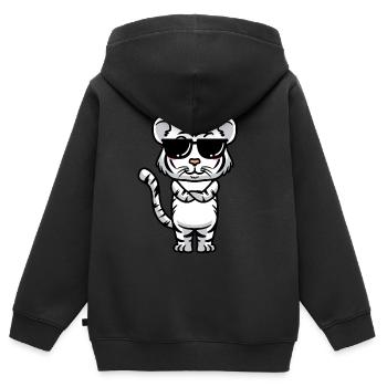 Weißer Tiger Emoticon Bengalischer Tiger - Kinder Premium Organic Zip Hoodie - Schwarz - Hinten - AI Model Kid Male (0cm)