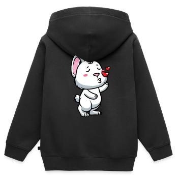 Lapin Blanc Emoticons Lapin - Sweat Premium à capuche zippé enfant bio - noir - Dos - AI Model Kid Male (0cm)