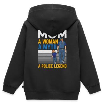 Mama Eine Frau Ein Mythos Eine Polizeilegende Rech - Kinder Premium Organic Zip Hoodie - Schwarz - Hinten - AI Model Kid Male (0cm)