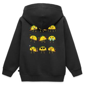 Taco Emoticon Cuisine mexicaine - Sweat Premium à capuche zippé enfant bio - noir - Dos - AI Model Kid Male (0cm)