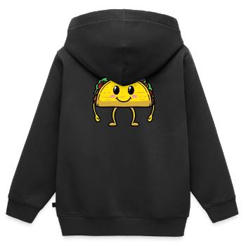 Taco Emoticon Cuisine mexicaine - Sweat Premium à capuche zippé enfant bio - noir - Dos - AI Model Kid Male (0cm)