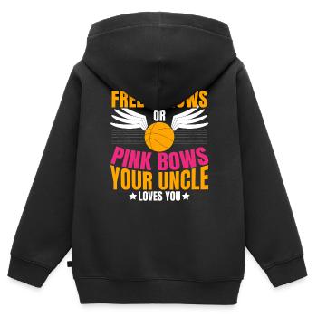 Freiwürfe oder rosa Schleifen Dein Onkel liebt dic - Kinder Premium Organic Zip Hoodie - Schwarz - Hinten - AI Model Kid Male (0cm)