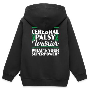Zerebralparese Warrior Was ist deine Superkraft - Kinder Premium Organic Zip Hoodie - Schwarz - Hinten - AI Model Kid Male (0cm)