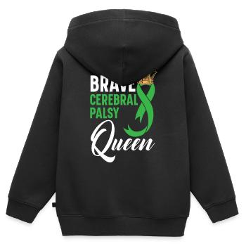 Brave Zerebralparese Queen CP Krankheit Störung - Kinder Premium Organic Zip Hoodie - Schwarz - Hinten - AI Model Kid Male (0cm)