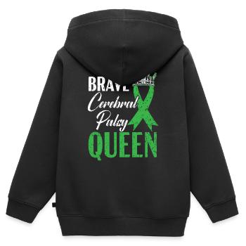 Brave Zerebralparese Queen CP Krankheit Störung - Kinder Premium Organic Zip Hoodie - Schwarz - Hinten - AI Model Kid Male (0cm)