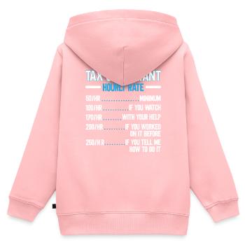 Conseiller fiscal Taux horaire Comptable Saison des impôts - Sweat Premium à capuche zippé enfant bio - rose - Dos - AI Model Kid Female (0cm)