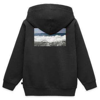 Sea Foam Wave - Kinder Premium Organic Zip Hoodie - Schwarz - Hinten - AI Model Kid Male (0cm)
