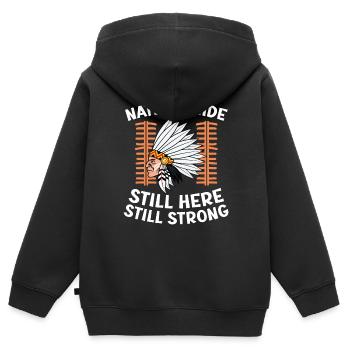 Fierté autochtone toujours là Encore forte Autochtone - Sweat Premium à capuche zippé enfant bio - noir - Dos - AI Model Kid Male (0cm)