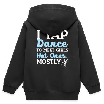 Ich steppe, um Mädchen kennenzulernen Heiße Typen - Kinder Premium Organic Zip Hoodie - Schwarz - Hinten - AI Model Kid Male (0cm)