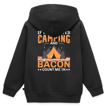 Quand il s’agit de camping et de bacon, je suis une cam - Sweat Premium à capuche zippé enfant bio - noir - Dos - AI Model Kid Male (0cm)