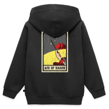Ass der Stäbe Tarotkarte Schamane Wahrsagerei - Kinder Premium Organic Zip Hoodie - Schwarz - Hinten - AI Model Kid Male (0cm)