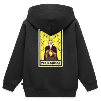 Der Magier Tarotkarte Schamane Wahrsagerei - Kinder Premium Organic Zip Hoodie - Schwarz - Hinten - AI Model Kid Male (0cm)