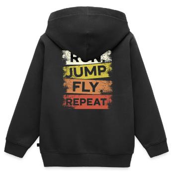 Run Jump Fly Repeat Parkour Free Running Traceur - Kinder Premium Organic Zip Hoodie - Schwarz - Hinten - AI Model Kid Male (0cm)