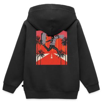 Parkour Free Running à la recherche de traces Freestyle Sport - Sweat Premium à capuche zippé enfant bio - noir - Dos - AI Model Kid Male (0cm)