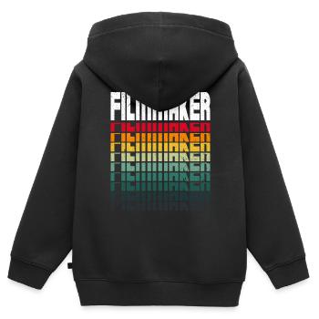Filmemacher Filmregisseur Produzent Filmschaffende - Kinder Premium Organic Zip Hoodie - Schwarz - Hinten - AI Model Kid Male (0cm)