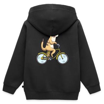 Suricates Cyclisme Surikat Vélo Vélo - Sweat Premium à capuche zippé enfant bio - noir - Dos - AI Model Kid Male (0cm)