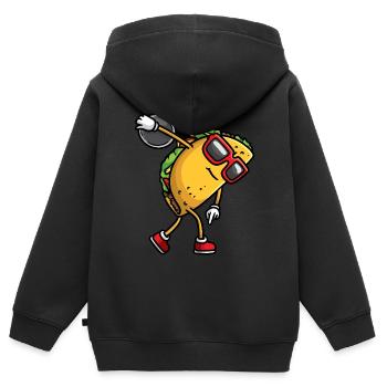 Taco Mit Sonnenbrille Wirft Diskus - Kinder Premium Organic Zip Hoodie - Schwarz - Hinten - AI Model Kid Male (0cm)