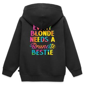 Jede Blondine braucht eine brünette Bestie blonde Haare - Kinder Premium Organic Zip Hoodie - Schwarz - Hinten - AI Model Kid Male (0cm)