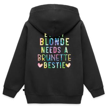Jede Blondine braucht eine brünette Bestie blonde Haare - Kinder Premium Organic Zip Hoodie - Schwarz - Hinten - AI Model Kid Male (0cm)