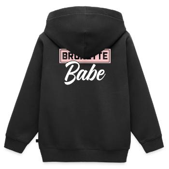 Brünette Babe Braune Haare Mode Blonde Haare - Kinder Premium Organic Zip Hoodie - Schwarz - Hinten - AI Model Kid Male (0cm)