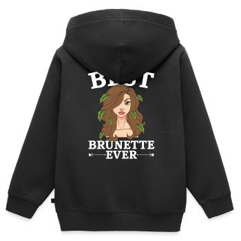 Beste Brünette aller Zeiten Braune Haare Mode Blonde Haare - Kinder Premium Organic Zip Hoodie - Schwarz - Hinten - AI Model Kid Male (0cm)