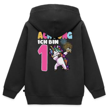 1. Geburtstag Mädchen 1 Jahr Einhorn - Kinder Premium Organic Zip Hoodie - Schwarz - Hinten - AI Model Kid Male (0cm)