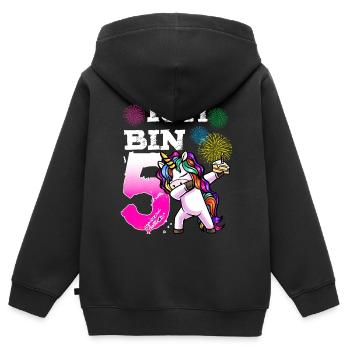 5. Geburtstag Mädchen 5 Jahre Einhorn - Kinder Premium Organic Zip Hoodie - Schwarz - Hinten - AI Model Kid Male (0cm)