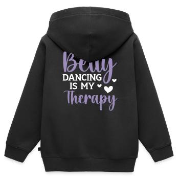 La danse du ventre est ma thérapie Shimmy Danseuse du ventre - Sweat Premium à capuche zippé enfant bio - noir - Dos - AI Model Kid Male (0cm)