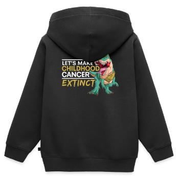 Lasst uns Kinderkrebs zum ausgestorbenen Dinosaurierliebhaber machen - Kinder Premium Organic Zip Hoodie - Schwarz - Hinten - AI Model Kid Male (0cm)